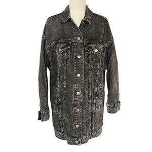 American Eagle Oversized Boyfriend Denim Jacket Black Acid Wash Womens Medium